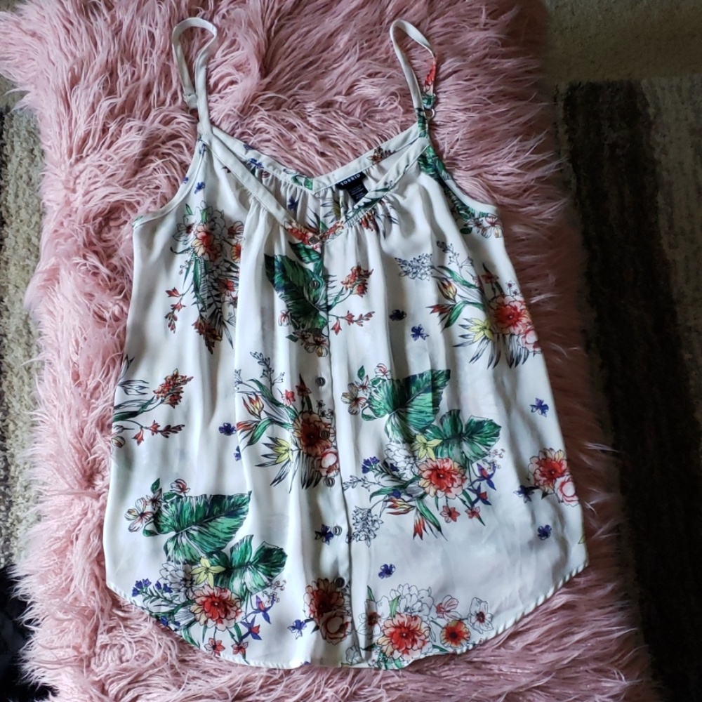 TORRID White and Floral Top
